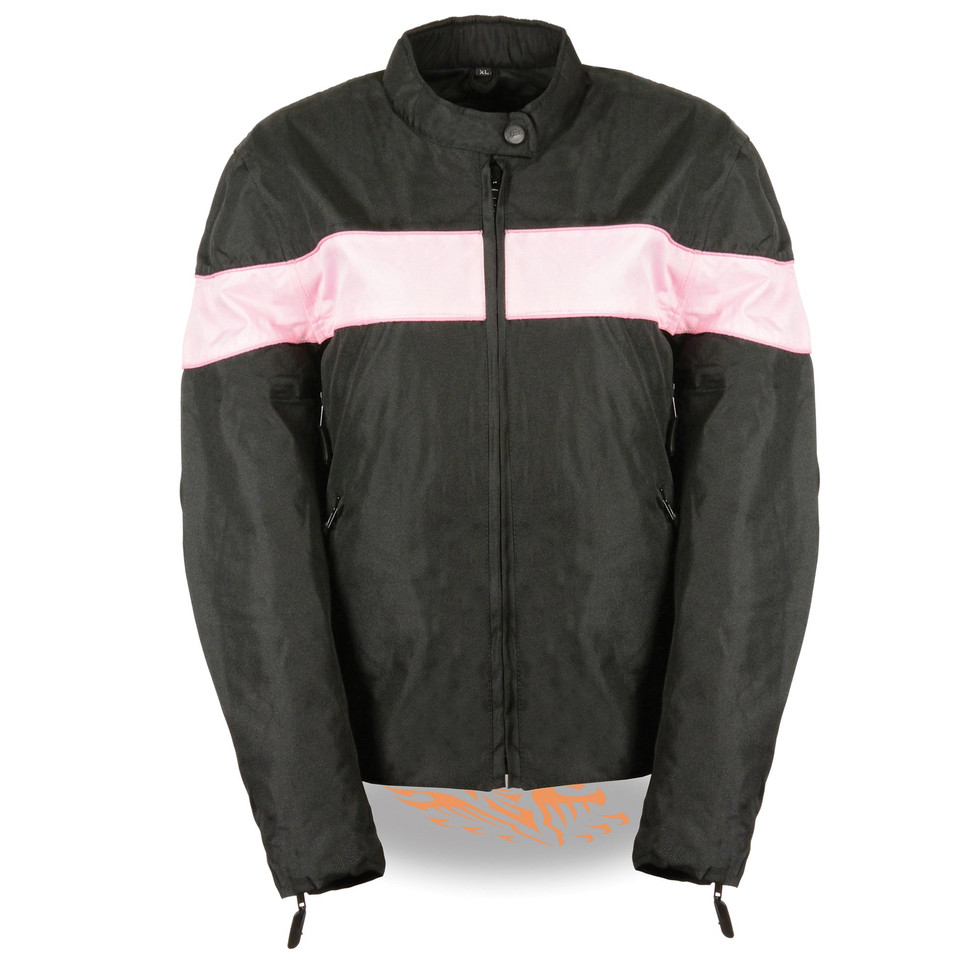 Ladies Lightweight Black Textile Jacket w/ Stretch & Reflective Piping