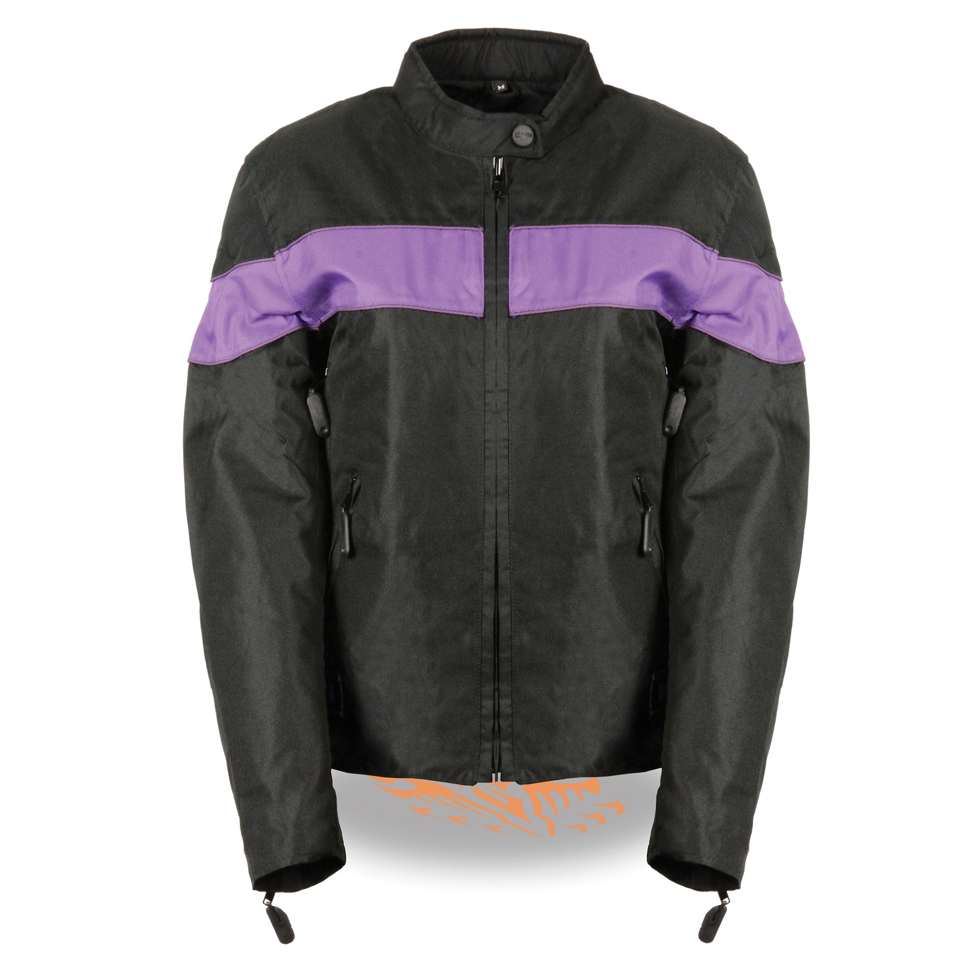 Ladies Lightweight Black Textile Jacket w/ Stretch & Reflective Piping