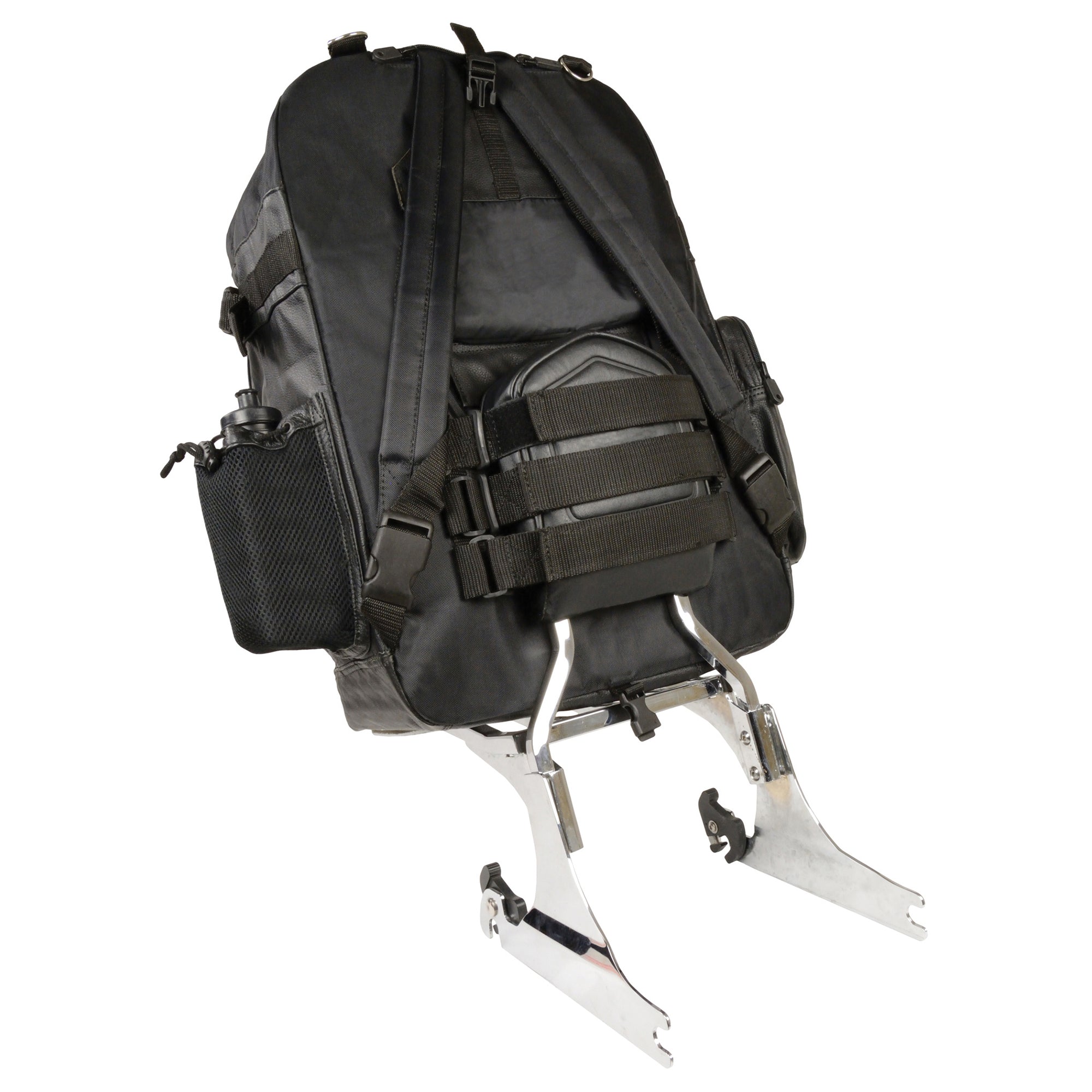 Large Leather & Textile Cruiser Sissy Bar Back Pack (15X22X7)
