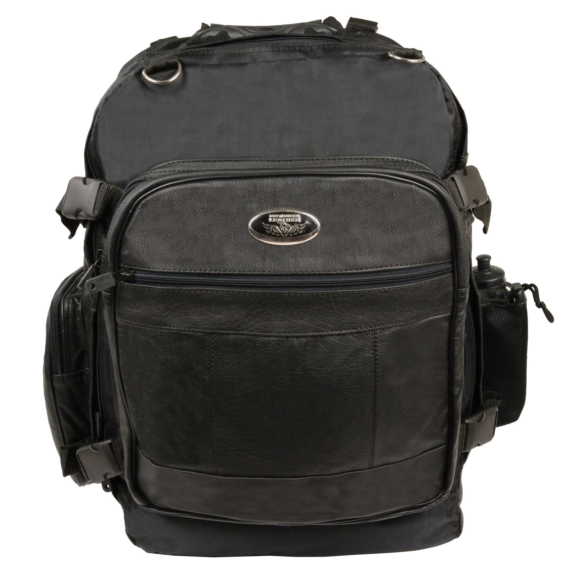 Large Leather & Textile Cruiser Sissy Bar Back Pack (15X22X7)
