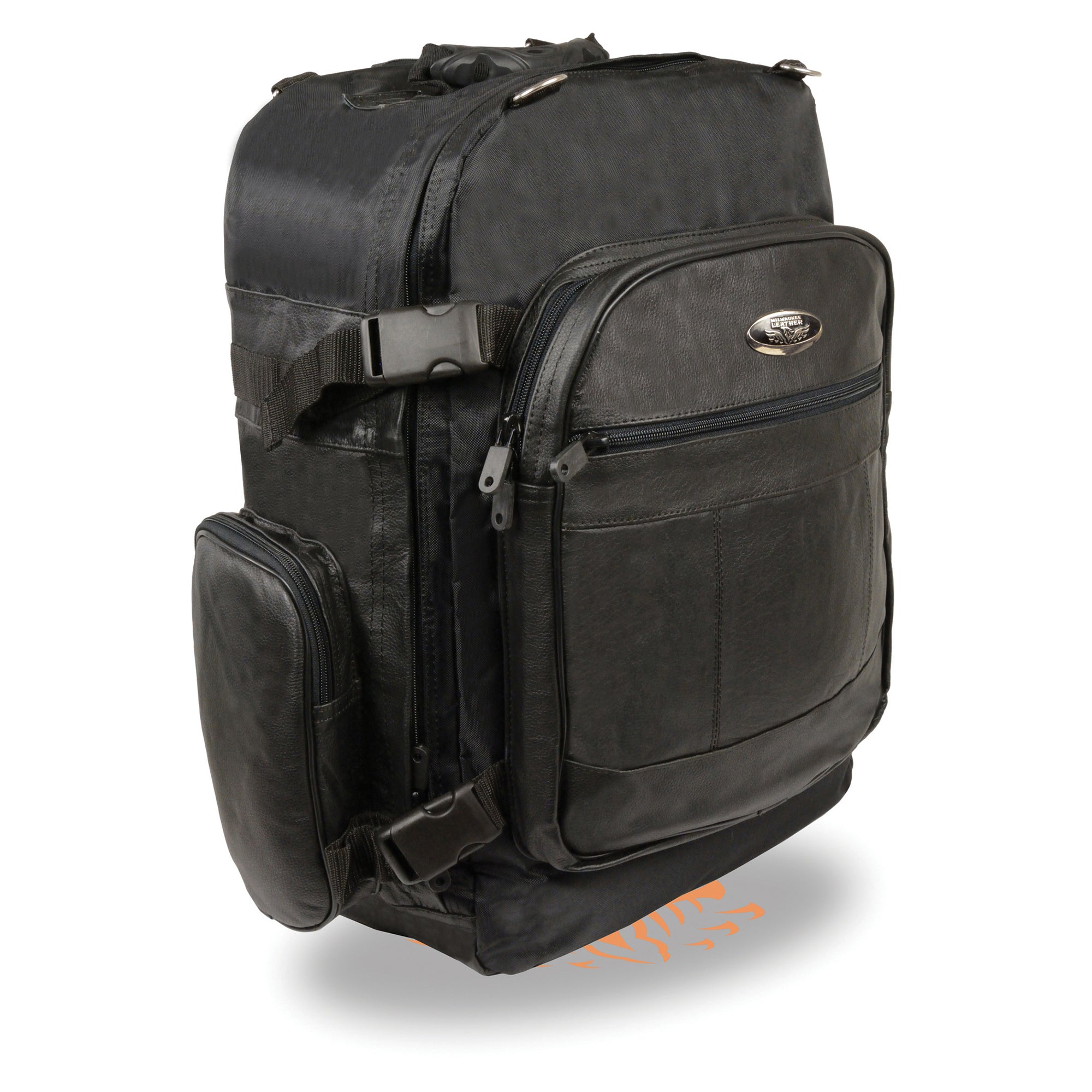 Large Leather & Textile Cruiser Sissy Bar Back Pack (15X22X7)