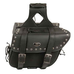 Medium Zip-Off PVC Slanted Throw Over Studded Saddle Bag(12X9X5X18)