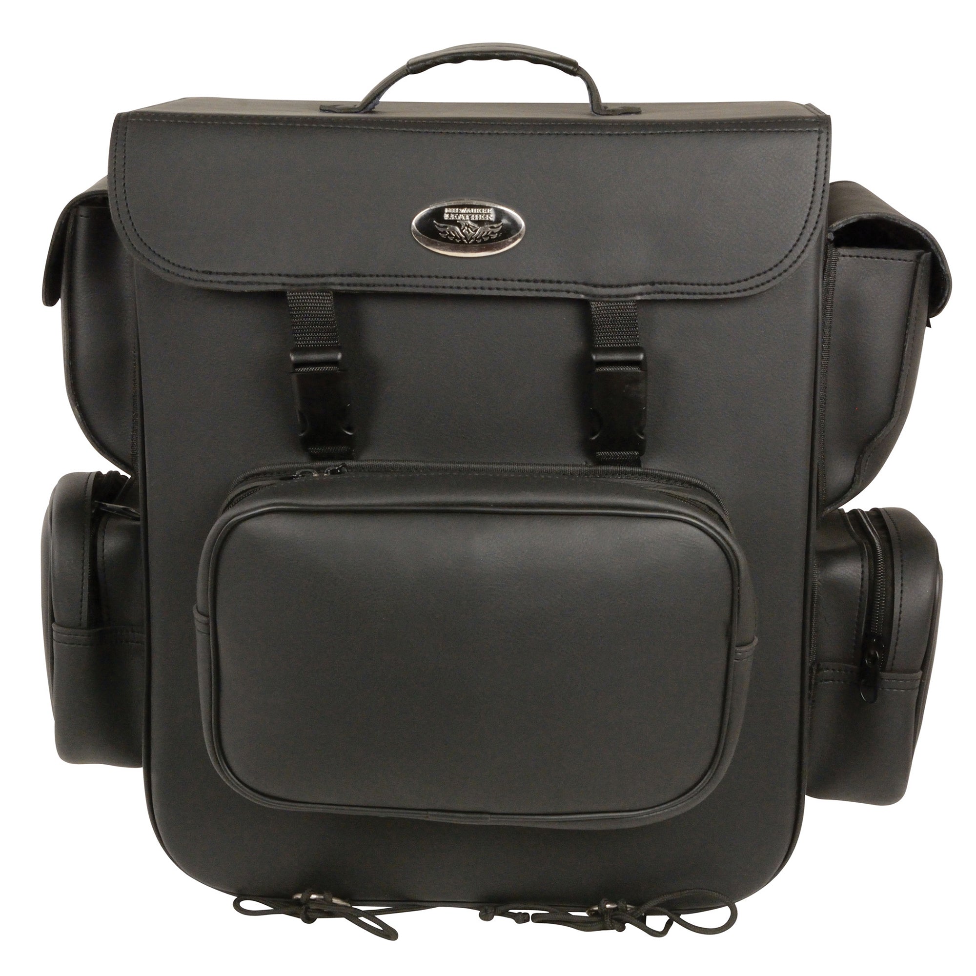 Large PVC Sissy Bar Bag w/ 5 Bonus Pockets (16X19X7)