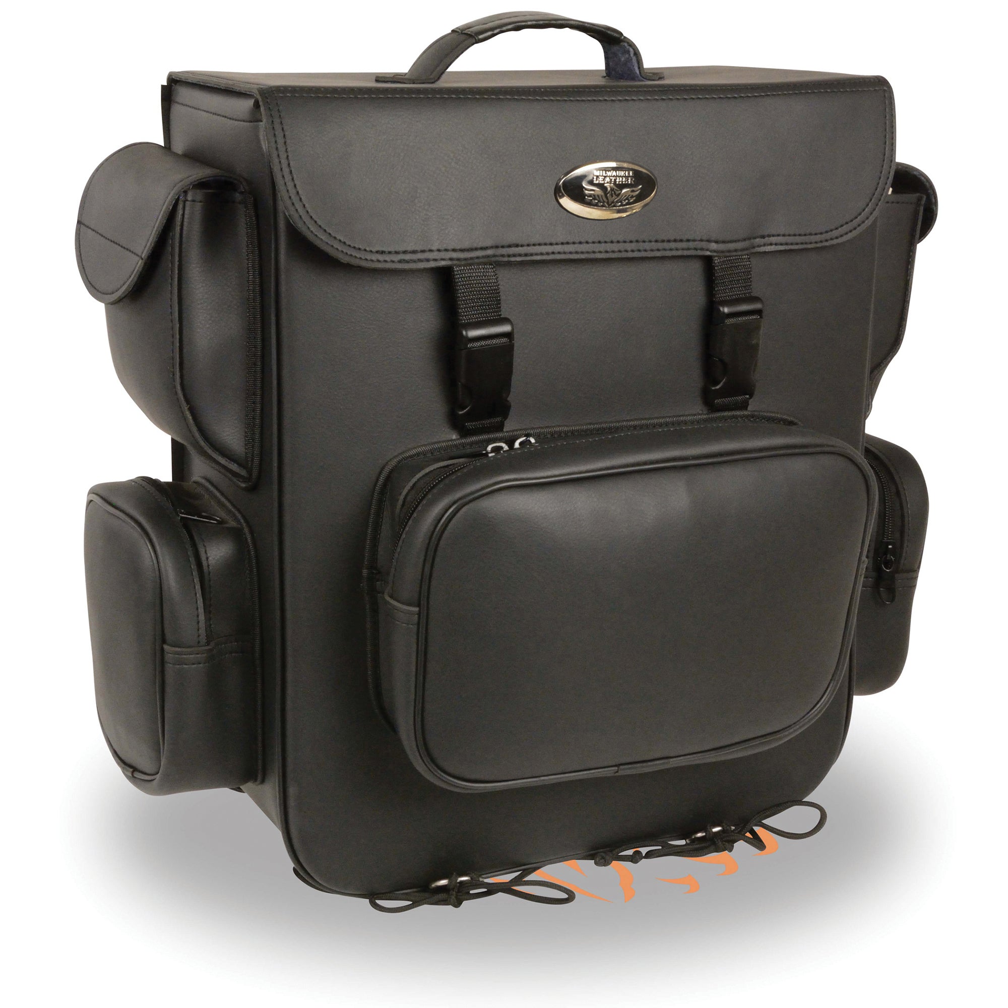 Large PVC Sissy Bar Bag w/ 5 Bonus Pockets (16X19X7)