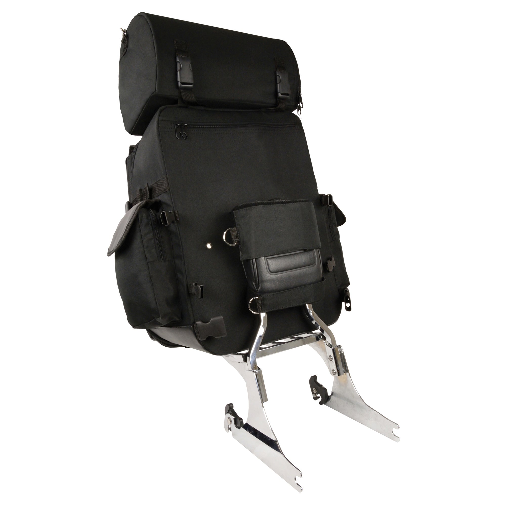Large Textile Two Piece Sissy Bar Bag w/ Briefcase Pockets (15X21X8)