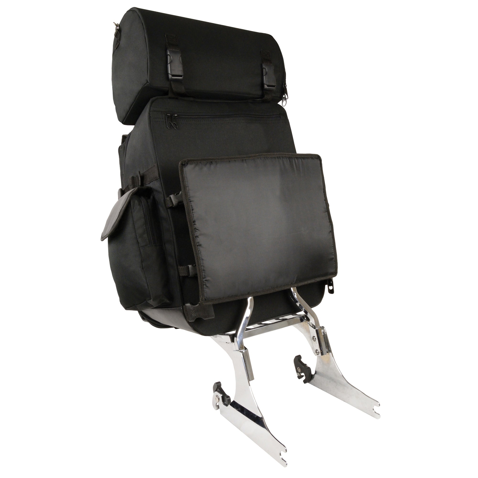 Large Textile Two Piece Sissy Bar Bag w/ Briefcase Pockets (15X21X8)