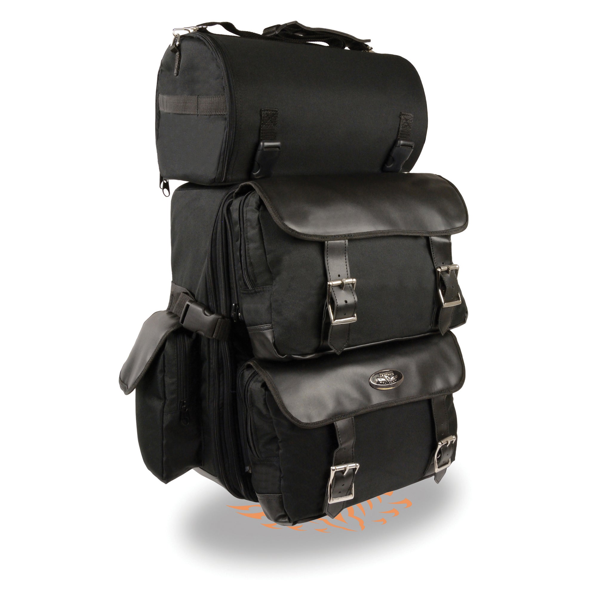 Large Textile Two Piece Sissy Bar Bag w/ Briefcase Pockets (15X21X8)