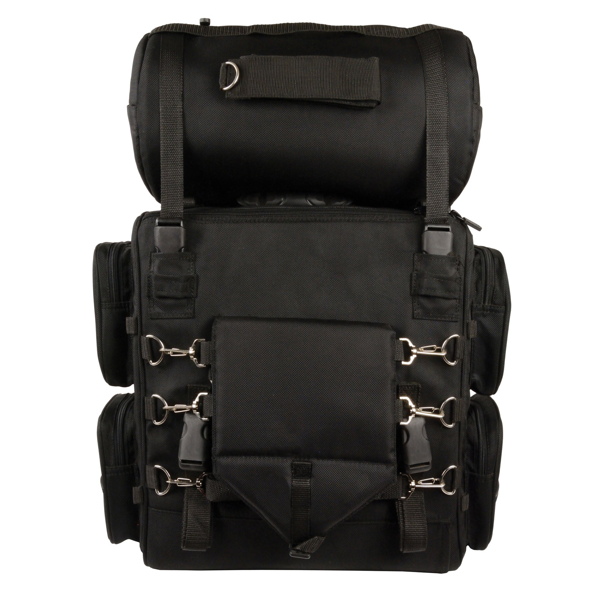Large Two Piece Nylon Sissy Bar Bag w/ Reflective Piping (14.5X18X10)