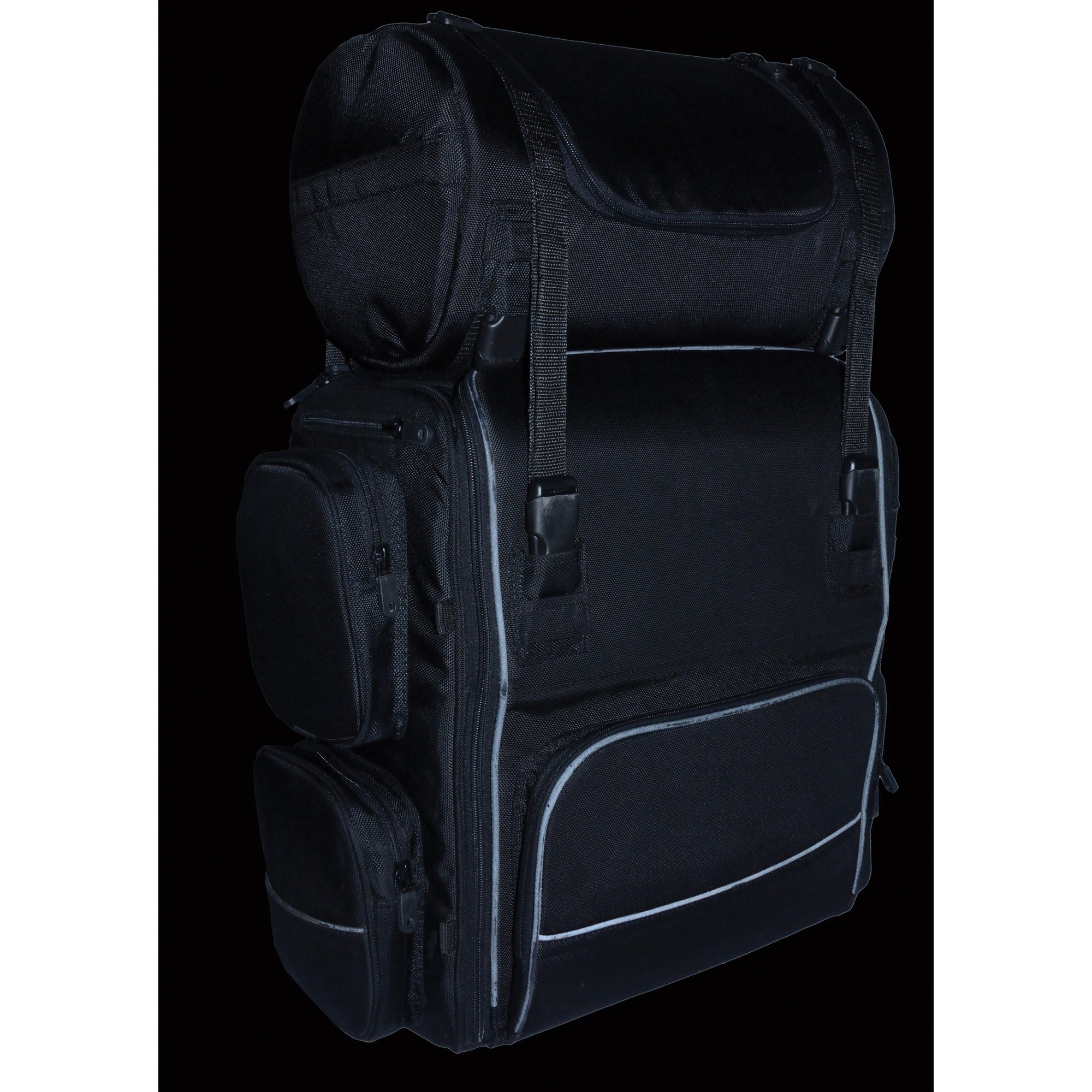 Large Two Piece Nylon Sissy Bar Bag w/ Reflective Piping (14.5X18X10)