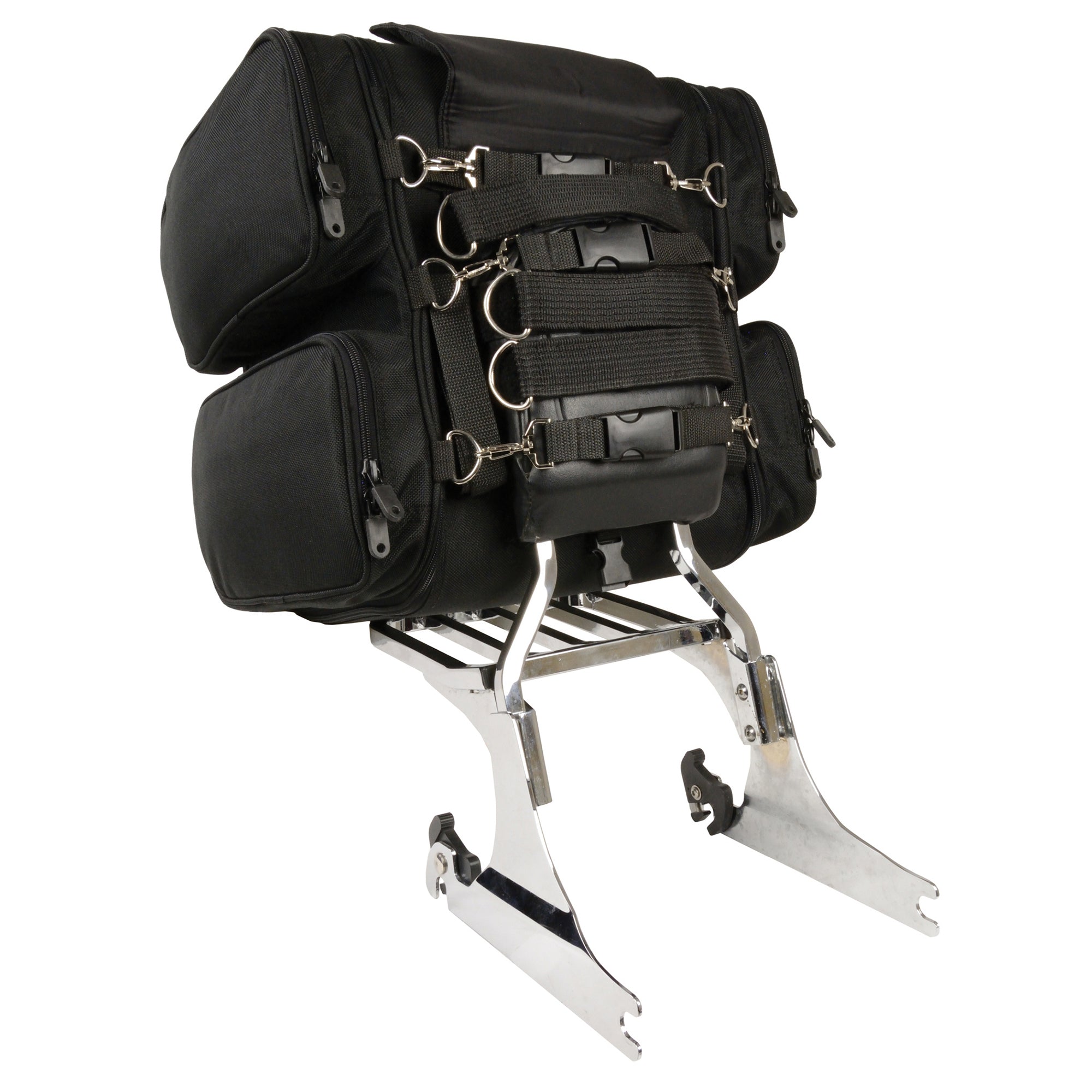 Medium Nylon Ultra Touring Sissy Bar Bag w/ Reflective Piping (17X17X12)