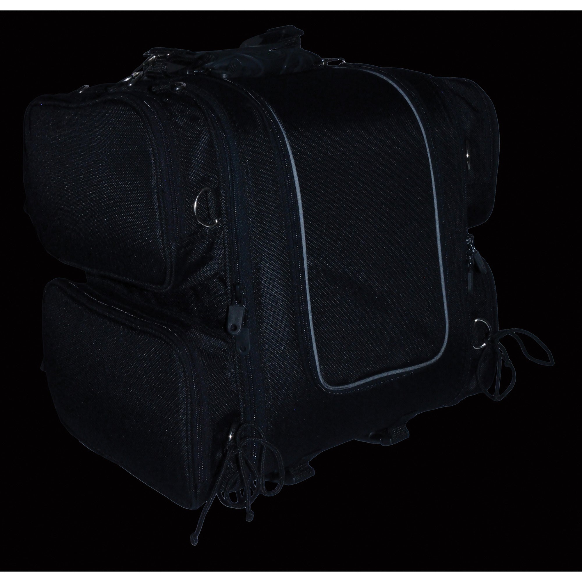 Medium Nylon Ultra Touring Sissy Bar Bag w/ Reflective Piping (17X17X12)