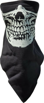 Face Mask Black Cotton Bandana Biker Facemask Neck Warmer Velcro Closure SKULL