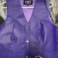 Royal Purple lace up side Leather Vest for Motorcycle clubs