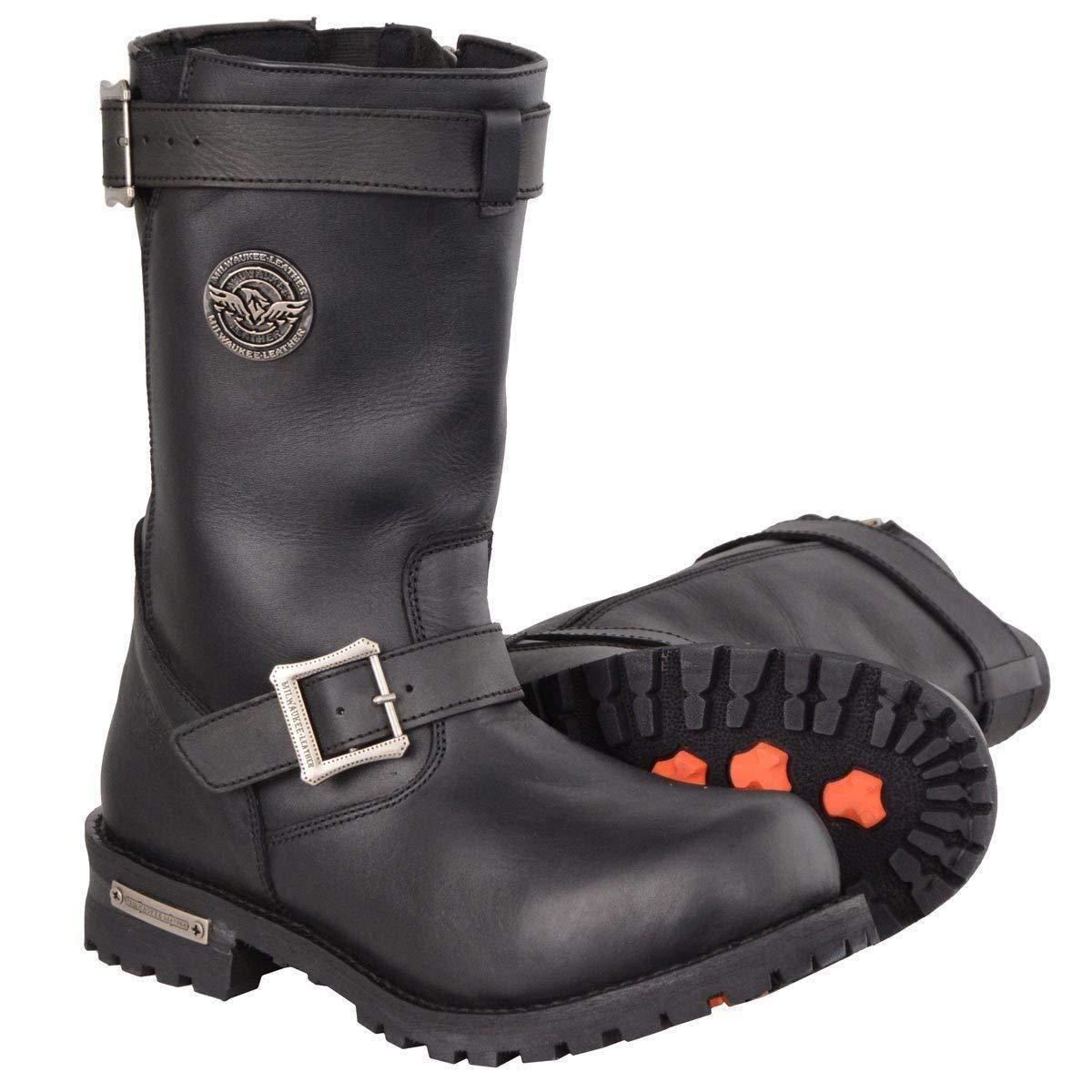 Mens 11 Inch Classic Engineer Leather biker Boot-Wide