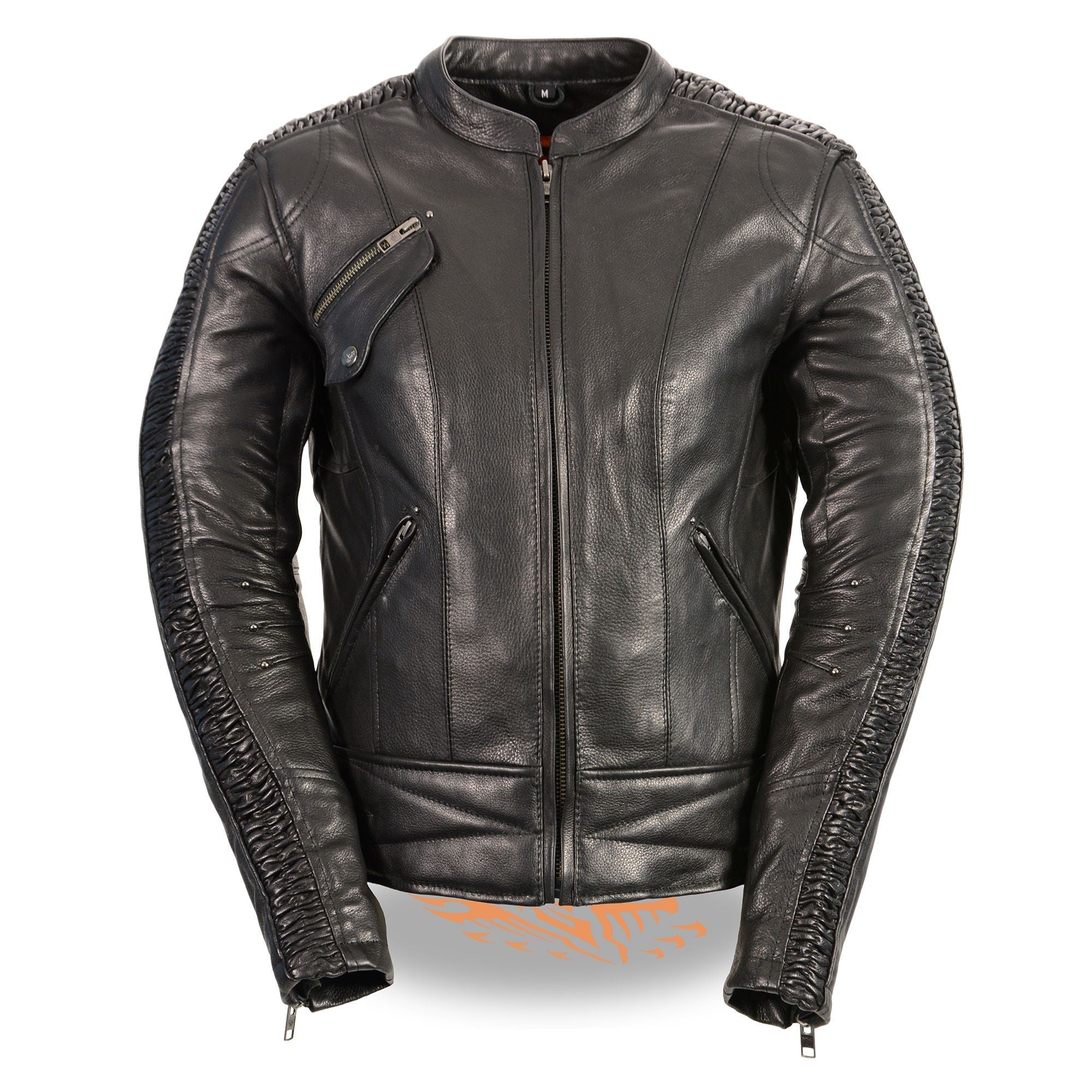 Ladies Black & Purple Racer Jacket with Phoenix Studding & Embroidery