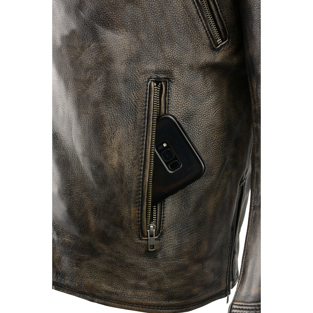 Men's Triple Stitch Extra Long Beltless Biker Jacket