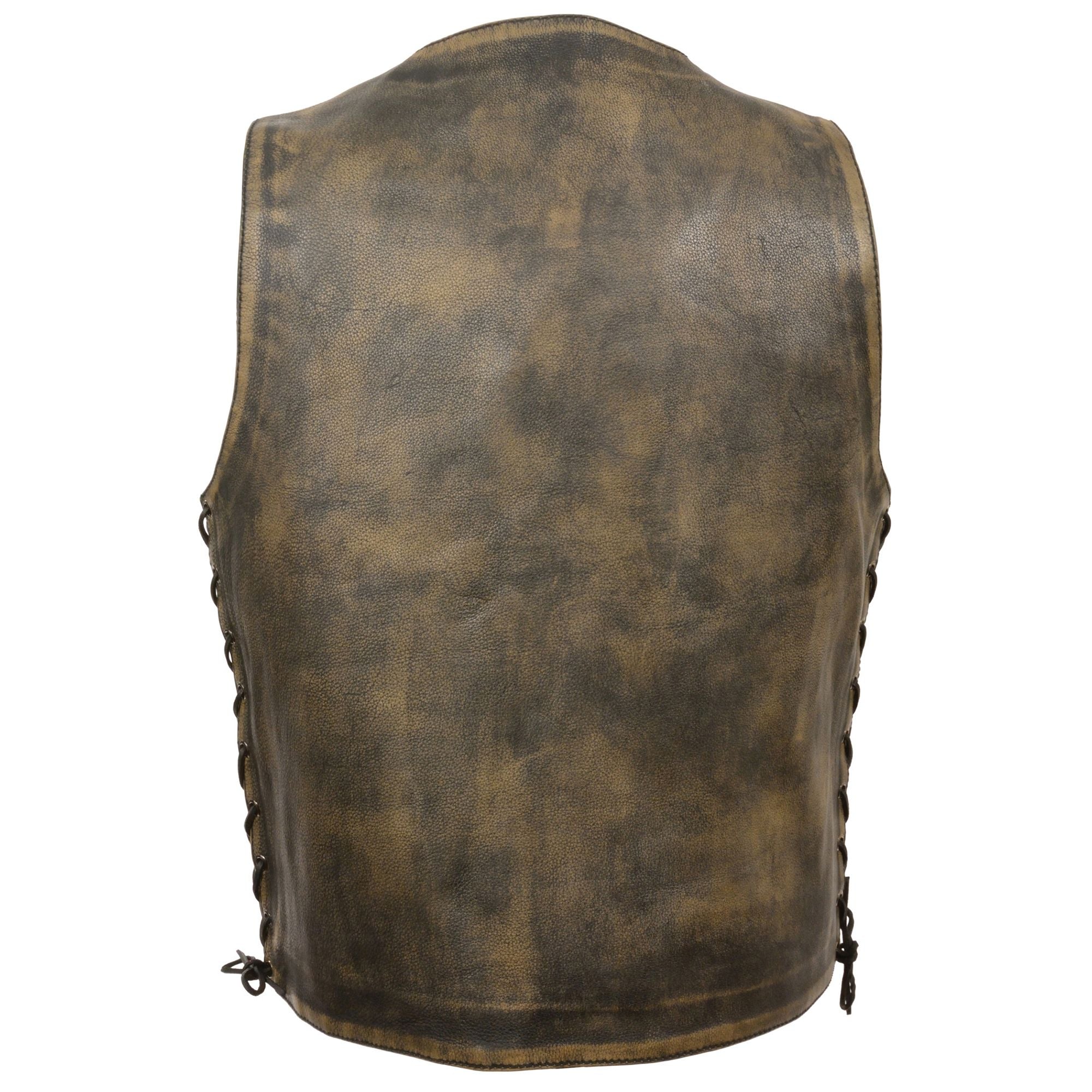 Men's Brown Distressed 10 Pocket Vest