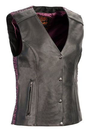 Ladies Vest with Purple Embroidery on back
