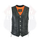 Men Motorcycle Leather Biker Vest Side Lace Pistol Pockets Patch Sew #HL11614NKD