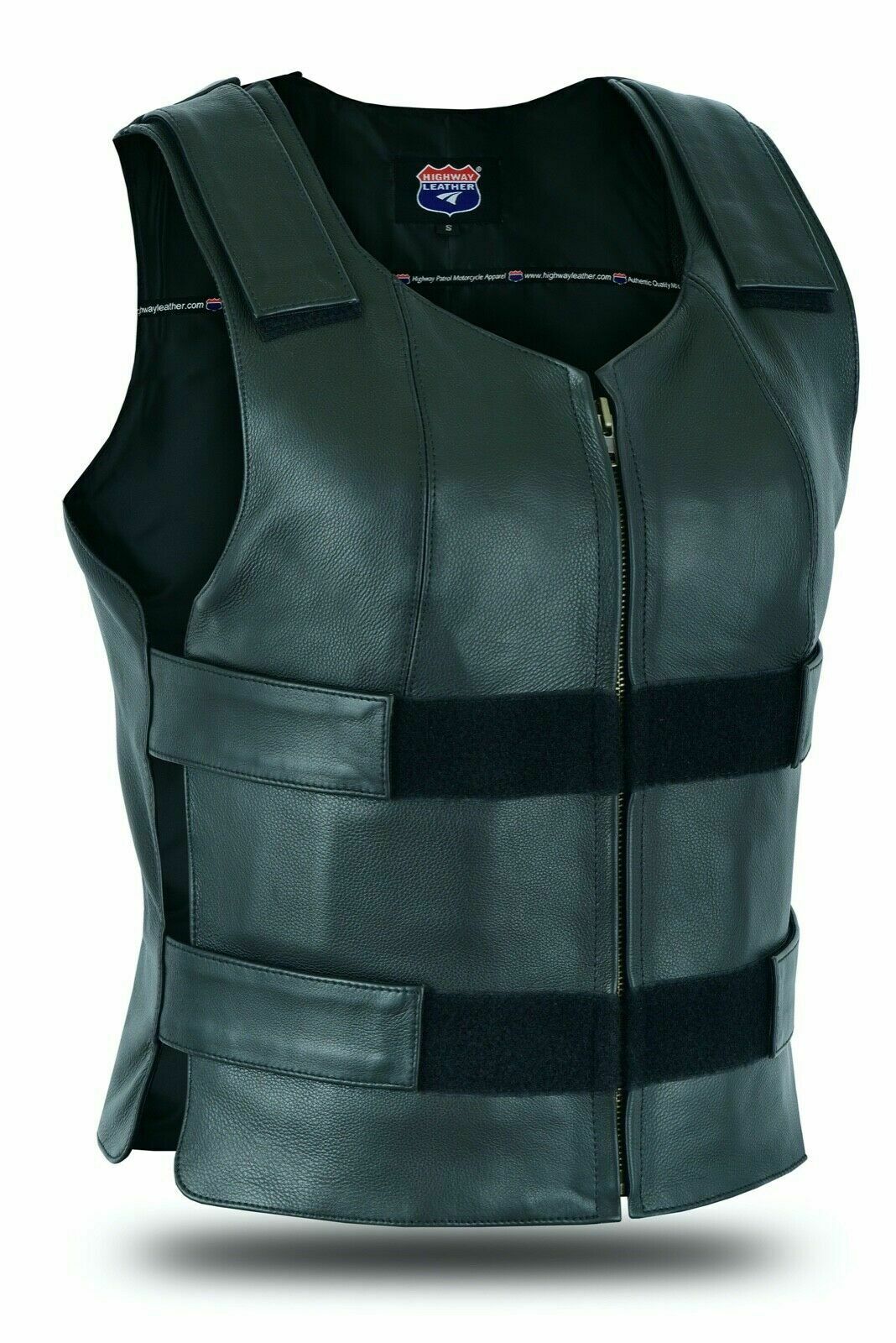 Women BLACK Bullet Proof style Leather Motorcycle Vest bikers Club Tac