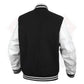 Leather Varsity Jacket Letterman Jacket Baseball Jacket Banded Collar 2802BLK/WHT