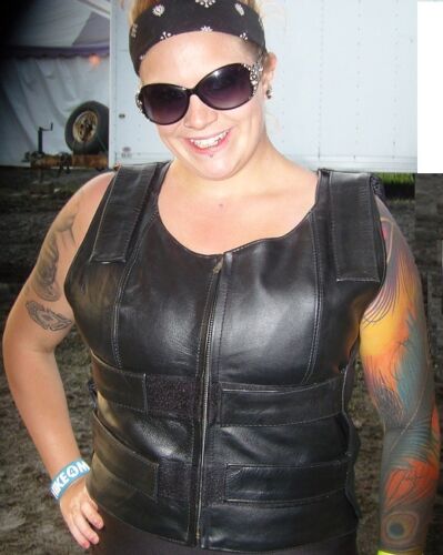 Colored Bullet Proof style Leather Motorcycle Vest bikers Club Tactical Vest