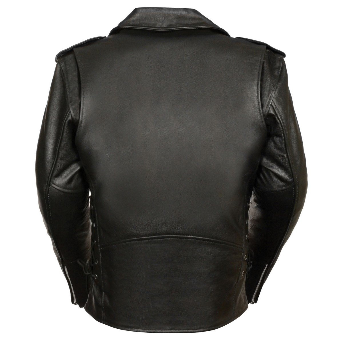 Tall Classic Motorcycle Leather Jacket - Biker Long Sleeve MC Jacket - SH1011T