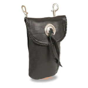 Leather Belt Bag w/ Braiding & Double Clasps (7.5X6)