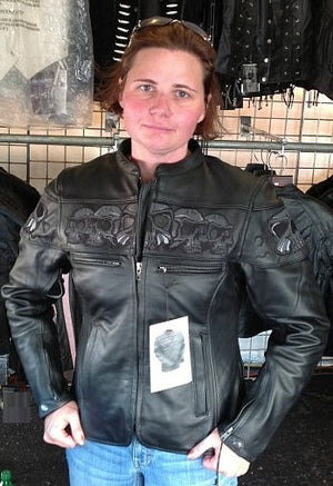 Ladies Sporty Scooter Jacket with Reflective Skulls