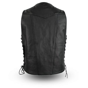 The Top Biller Men's 10-Pocket Leather Vest