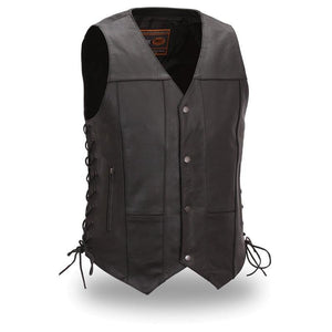 The Top Biller Men's 10-Pocket Leather Vest
