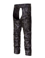 Unisex Amarillo Gray Premium Leather Motorcycle Chaps
