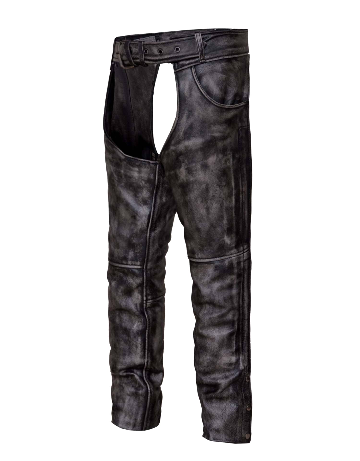 Unisex Amarillo Gray Premium Leather Motorcycle Chaps