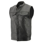 Men’s Premium Cowhide Leather Club Style Motorcycle Biker Riding Vest BZ6410 — image 1