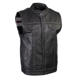 Milwaukee Leather LKM3783 Men's Classic Black Leather Motorcycle Vest with Inside Flannel Liner — image 1