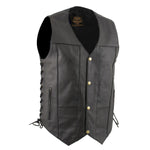 Milwaukee leather LKM3787 Men's Classic Side Laced Black Leather Motorcycle Rider Biker Vest w/ Ten Pockets — image 1