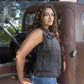 MMCC Women's Girls Club Black Leather Motorcycle Vest - MMC40005 - image 6