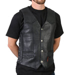 Hot Leathers VSM1008 Men's Black 'Buffalo Nickel Snap' Leather Vest — image 1