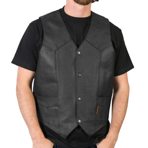 Hot Leathers VSM1014 Men's Black Heavyweight Leather Vest with Inside Pocket — image 1
