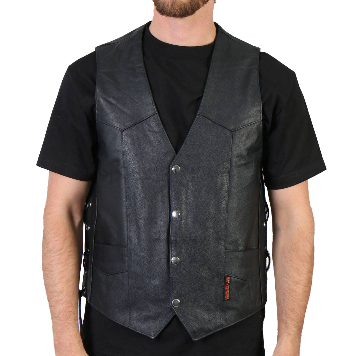 Hot Leathers VSM1022 Men's Black 'Conceal and Carry' Leather Vest — image 1