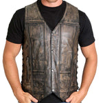Hot Leathers VSM1029 Men's Distressed Brown 10 Pocket 'Conceal and Carry' Leather Vest — image 1