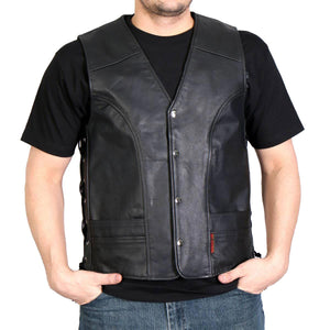 Hot Leathers VSM1030 Men's Black 'Conceal and Carry' Leather Vest — image 1