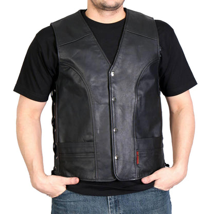 Hot Leathers VSM1030 Men's Black 'Conceal and Carry' Leather Vest — image 1