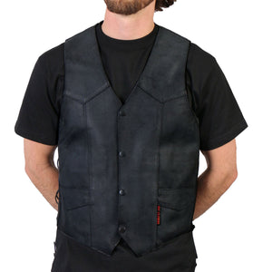 Hot Leathers VSM1033 Men's Black 'Classic Side Lace' Leather Vest — image 1