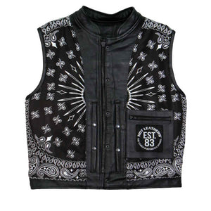 Hot Leathers VSM1049 Men's Black Paisley Conceal and Carry Motorcycle Club Style Leather Vest — image 1