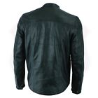 HL10499 Club Leather Shirt Men Black Mandrin collar - HighwayLeather