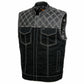 Milwaukee Leather MDM3035 Men’s Wrecker Club Vest – Black Denim & Leather, Diamond Quilt, White Stitch — image 11