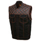 Milwaukee Leather MDM3037 Men’s Wrecker Club Vest – Black Denim & Leather, Diamond Quilt, Orange Stitch — image 10