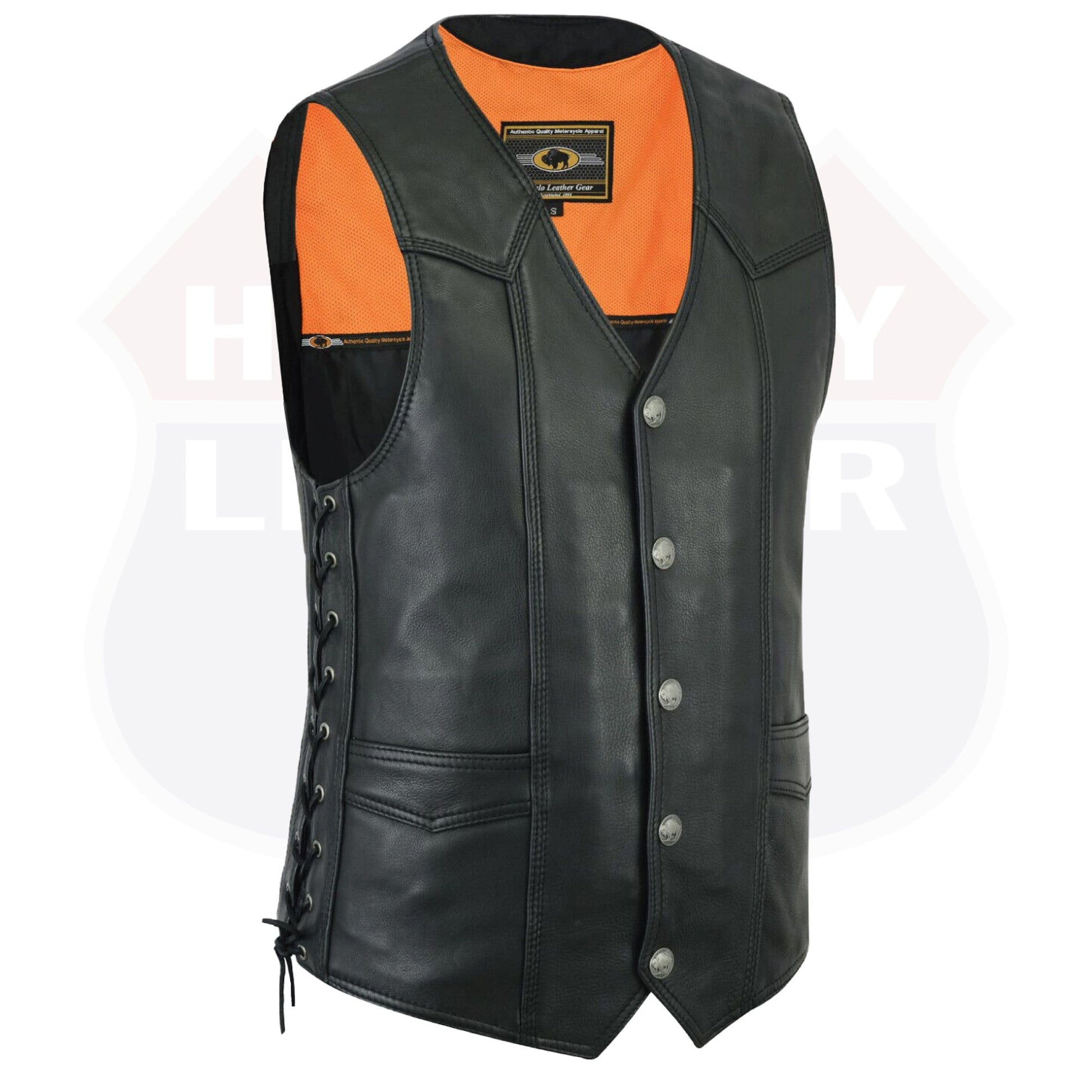 Highway Leather Basic Motorcycle Leather Vest - HighwayLeather