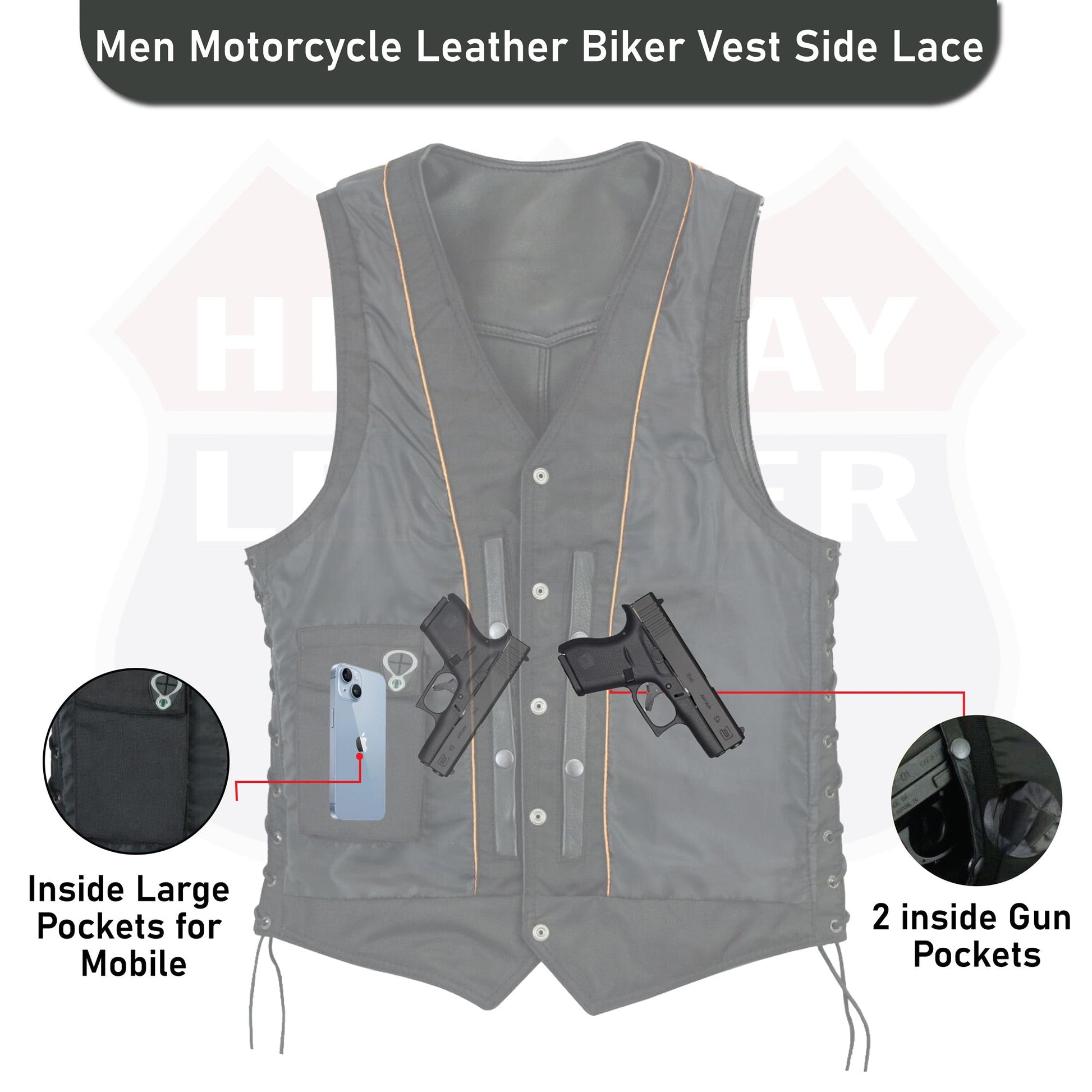 Highway Leather Basic Motorcycle Leather Vest - HighwayLeather